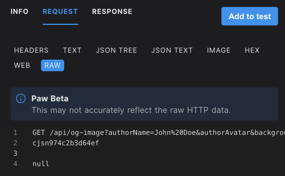 Selecting a request for testing